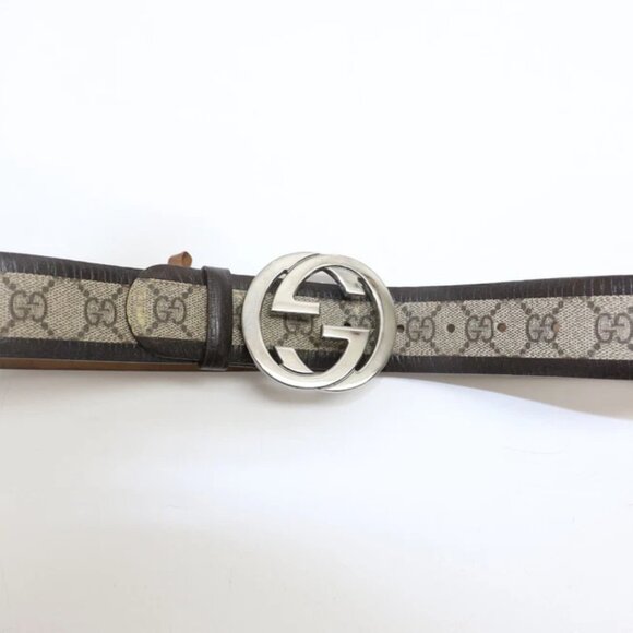 Gucci GG Supreme Monogram Men Belt 85/34 Interlocking Brown/Beidge 142931 READ - Picture 6 of 12